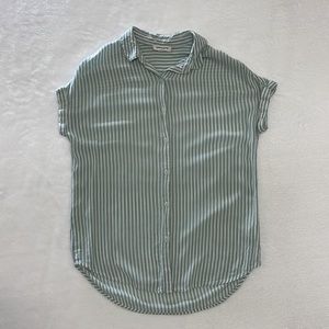 BeachLunchLounge Mint Green Striped Short Sleeve Button-up Shirt sz XS